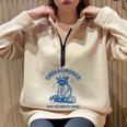 Cowboy Raccoon Meme Half Zip Sweatshirt | Humorous Oversized Hoodie Sand