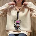 Cute Raccoon Half-Zip Sweatshirt - Oversized & Colorful - Cool Casual Vibe Sand