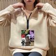 Feral Raccoon Meme Half-Zip Oversized Unisex Sweatshirt Sand