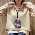Ferret Moon Howl Oversized Half-Zip Sweatshirt - Cozy Unisex Style Sand
