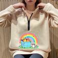 Groovy This Little Light-Of Mine Dumpster Fire Raccoon Half Zip Oversized Sweatshirt Sand