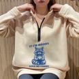 Moody Raccoon Half Zip Sweatshirt - Oversized Comfort for Fun Sand