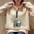 Raccoon 3 Racoons Howling At Moon Weird Cursed Half Zip Oversized Sweatshirt Sand