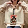 Raccoon Anime Sweatshirt - Cozy Half Zip | Japanese Noodle Theme Sand