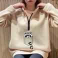 Raccoon Cartoon Animal Sweatshirt - Small | Casual Blue Crew Neck Sand