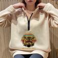 Raccoon Cartoon Kids Half Zip Sweatshirt - Oversized Comfort Sand