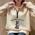 Raccoon Cowboy Half Zip Oversized Sweatshirt - Fun & Cozy Style Sand
