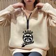 Raccoon Half-Zip Oversized Sweatshirt - Funny Animal Meme Theme Sand