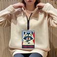 Raccoon Lover Sweatshirt - Cozy Half Zip | Fun Animal Poster-Style Sand