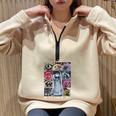 Raccoon Meme Oversized Half Zip Sweatshirt - Fun Animal Team Spirit Sand