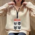 Raccoon Music Band Sweatshirt - Unisex Half Zip Oversized Sand