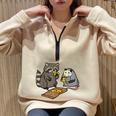 Raccoon Opossum Eating Pizza Street Cats Men Women Kid Half Zip Oversized Sweatshirt Sand
