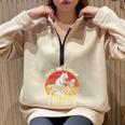 Raccoon & Opossum Half Zip Oversized Sweatshirt - Fun & Quirky Design Sand