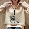Raccoon Oversized Sweatshirt - Moon Theme Half-Zip Cozy Style Sand