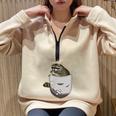 Raccoon Pocket Half Zip Sweatshirt | Oversized Animal Lover Cozy Wear Sand