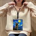 Raccoon Starry Night Sweatshirt - Cozy Half Zip for Art Lovers Sand