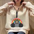 Raccoon Street Cat Unisex Half-Zip Oversized Sweatshirt - Fun Design Sand