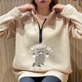 Raccoon Trash Panda Oversized Half-Zip Sweatshirt - Gym Companion Sand