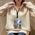 Raccoons Howling At The Moon Shirt Raccoon Half Zip Oversized Sweatshirt Sand