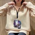 Raccoons Moon Howling Half-Zip Oversized Sweatshirt | Cozy Unisex Tee Sand