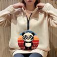 Retro Panda Sunglasses Half Zip Oversized Sweatshirt | BBQ & Pool Party Sand
