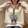Retro Raccoon Feral Summer Half-Zip Oversized Sweatshirt for Fun-Lovers Sand