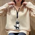 Retro Raccoon Rock Half Zip Sweatshirt - Men, Women, Kids - Oversized Sand