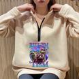 Rizz Em With The Tism Retro Raccoon Meme Half Zip Oversized Sweatshirt Sand