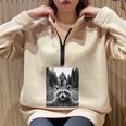 Scared Raccoon Selfie With Sasquatch Bigfoot Raccoon Half Zip Oversized Sweatshirt Sand