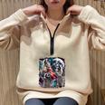 Three Racoon Moon 3 Racoon Moon Cursed Meme Half Zip Oversized Sweatshirt Sand