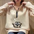 Trash Can Raccoon Half Zip Oversized Sweatshirt - Funny Slogan Sand