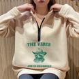 The Vibes Are In Shambles Sarcastic Raccoon Cowboy Half Zip Oversized Sweatshirt Sand