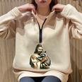 Vintage Jesus and Raccoon Half-Zip Sweatshirt | Oversized | Raccoon Lover Sand