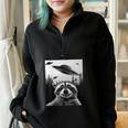 Alien UFO Raccoon Oversized Half Zip Sweatshirt | Fun & Cozy Black
