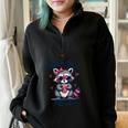Cute Raccoon Summer Sweatshirt | Half Zip Oversized for Women Black