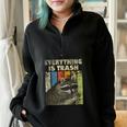 Everything Is Trash Retro Raccoon Lover Camping Half Zip Oversized Sweatshirt Black