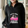 Get In Loser We’Re Going Feral Raccoon Opossum Meme Half Zip Oversized Sweatshirt Black