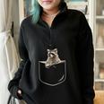 Pocket Raccoon Half-Zip Oversized Sweatshirt | Unisex Casual Wear Black