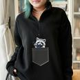 Pocket Raccoon Shirt Cute Raccoon In Pocket Half Zip Oversized Sweatshirt Black