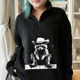 Raccoon Cowboy Oversized Sweatshirt - Western Style for Adults & Kids Black