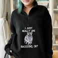 Raccoon Love Half Zip Oversized Sweatshirt - Cozy Gift Black