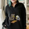 Raccoon Opossum Eating Pizza Street Cats Men Women Kid Half Zip Oversized Sweatshirt Black