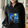 Raccoon Starry Night Sweatshirt - Cozy Half Zip for Art Lovers Black