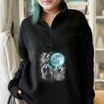 Raccoon Sweatshirt - Oversized Zip for Unique Moon Howling Black