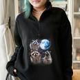 Raccoons Howling At The Moon Shirt Raccoon Half Zip Oversized Sweatshirt Black