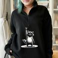 Retro Raccoon Rock Half Zip Sweatshirt - Men, Women, Kids - Oversized Black