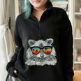 Retro Raccoon Sunglasses Sweatshirt | Oversized Animal Lover Half Zip Black
