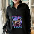 Rizz Em With The Tism Retro Raccoon Meme Half Zip Oversized Sweatshirt Black