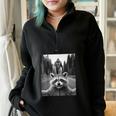 Scared Raccoon Selfie With Sasquatch Bigfoot Raccoon Half Zip Oversized Sweatshirt Black