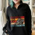 Street Cat Lovers Sweatshirt - Funny Raccoon Design | Oversized Half Zip Black